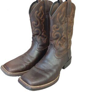 Justins Men's Boots Size 11D Square Toe Brown Cowboy Western Outdoor Vintage Y2K
